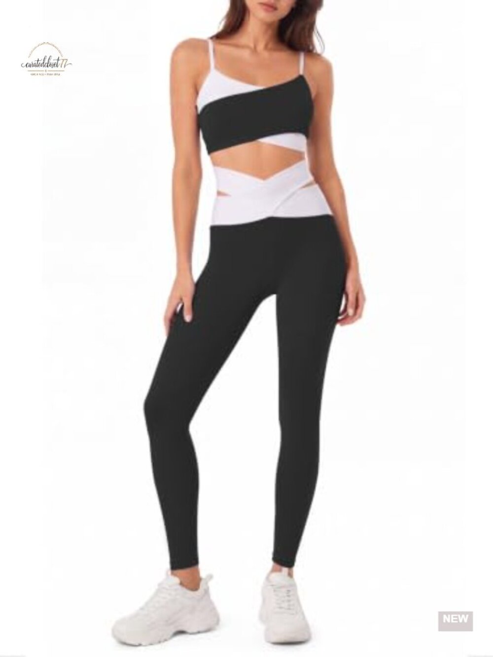 Women's 2 Piece Workout Set Padded Sports Bra High Waisted Leggings Crossover